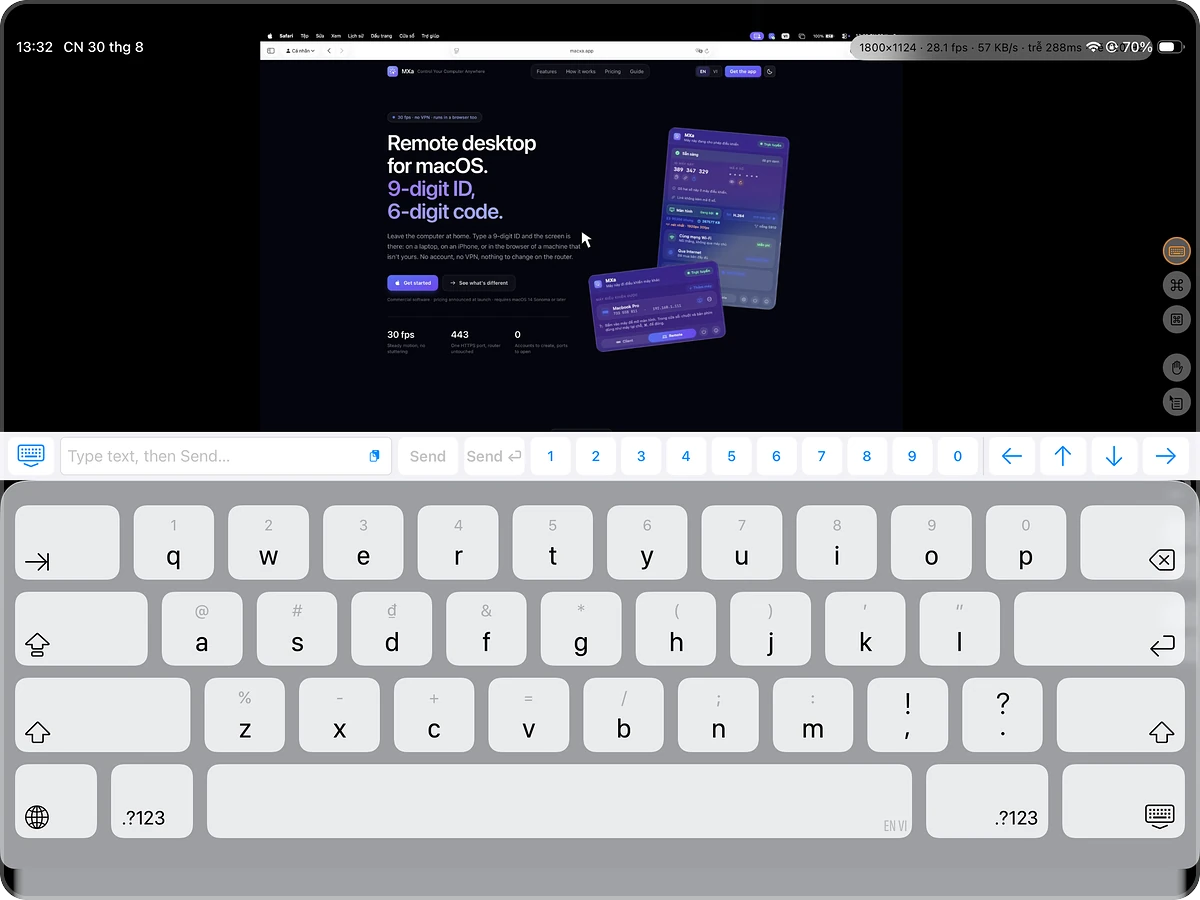Ảnh chụp MXa trên iPad: Bàn phím Mac trên iPad